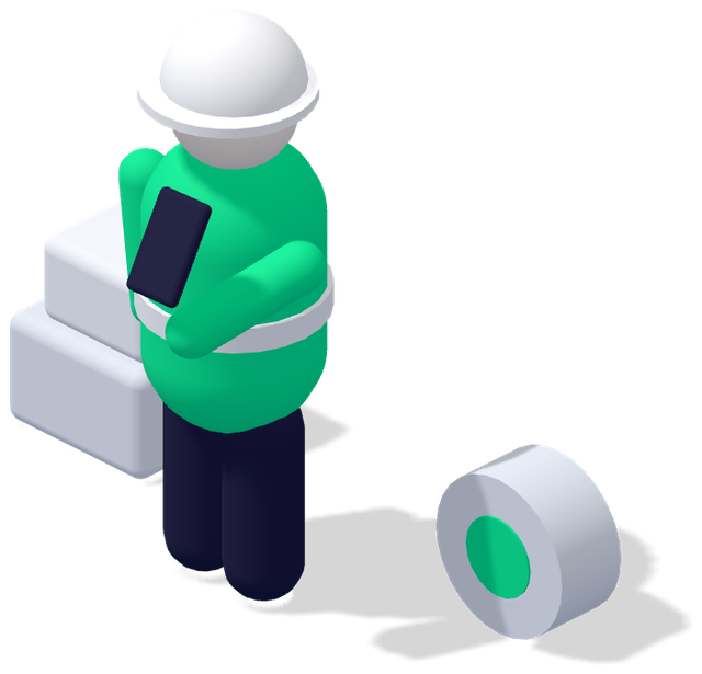 Bauarbeiter mit Handy